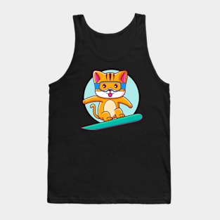 Cute Cat Snowboard Tank Top